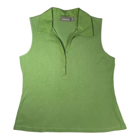 Croft & Barrow Lime Ribbed Top MEDIUM - Picture 1 of 9